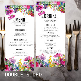 2-sidig bröllop MENU- och DRINKS-mörkerbloom Meny