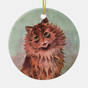 2-sidig brun Tabby katt ・ Louis Wain ・ Ornament