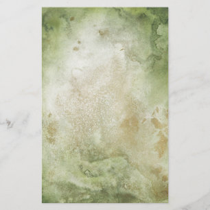 2-sidig Grönt och Guld vattenfärgssoppa Papper
