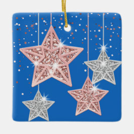 2-sidig ljus juloffert Hanging Stars Blue Julgransprydnad Keramik