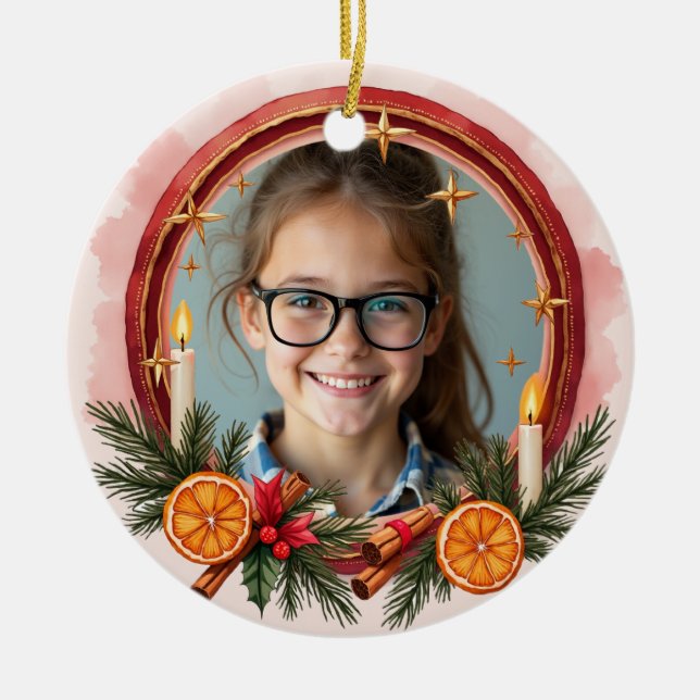 2-sidig minnes- julglöd julgransprydnad keramik (Framsidan)