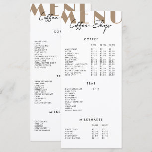 2 sidig modern minimalist meny för kafé