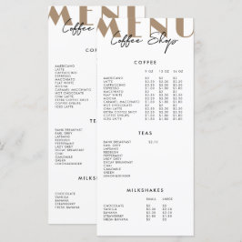 2 sidig modern minimalist meny för kafé