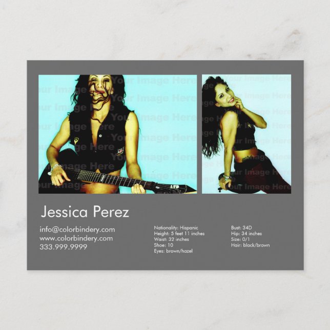 2-sidig skådespelare och modell 2-Grått-headshot-M Vykort (Framsida)