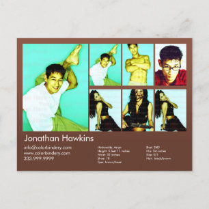 2-sidig skådespelare och modell för brunt hörlursk vykort