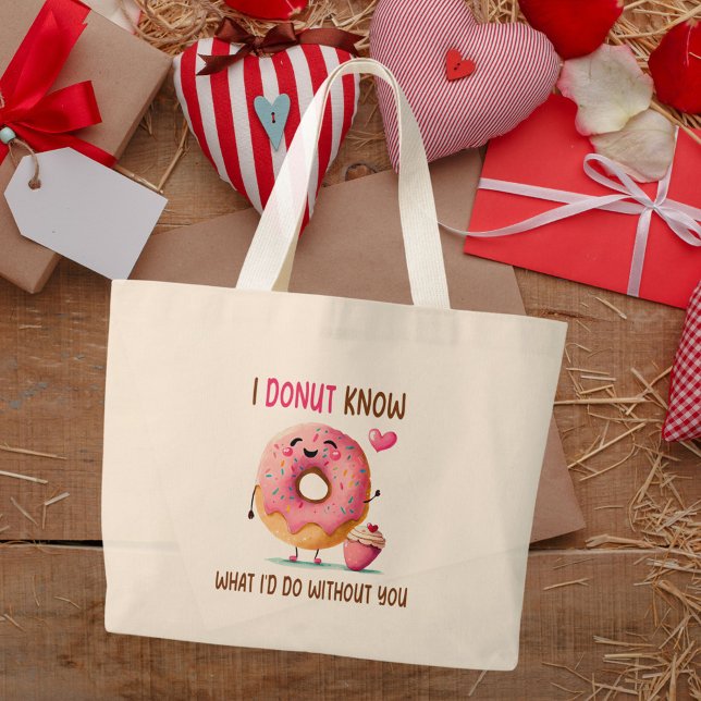 2-sidig söt Donut Brudtjänarinna Förslags Tote Väs Jumbo Tygkasse (Lovely Donut Tote Bag)