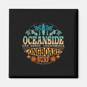2-sidig Vintage Oceanside California Longboard Sur Magnet