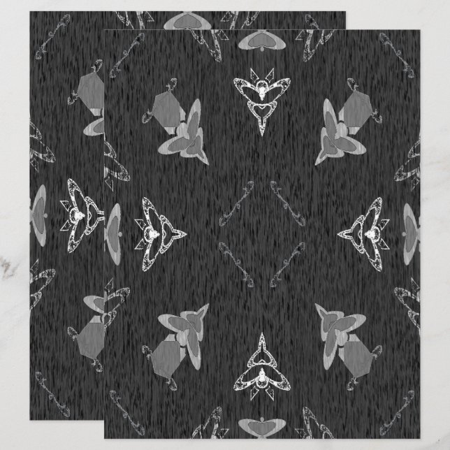 2-sidigt Flying High i B&W Scrapbookpapper (Fram/baksida)