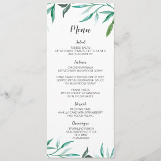 2-sidigt Gren Boho Bröllop-menykort Meny