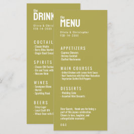 2 sidor MENU + DRINKS minimalistiskt fet Meny