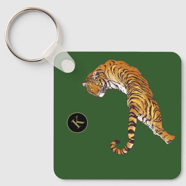 2 sidor Unga, Vild och fri tigermonogramGrönt Nyckelring (Framsida)