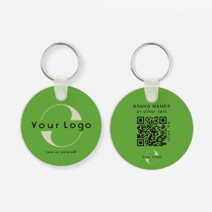 2 sidors Logotyps- och QR-kod för Grönt företag K Nyckelring