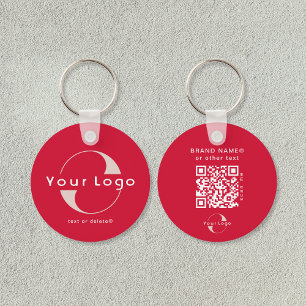 2 sidors Logotyps- och QR-kod för körsbärsröd verk Nyckelring