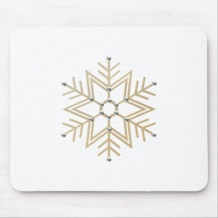 2-Silver och Guld Snowflake 3-D-utseende Musmatta