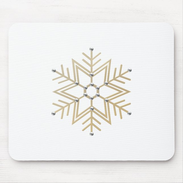 2-Silver och Guld Snowflake 3-D-utseende Musmatta (Framsidan)