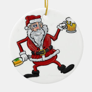 "2 SITED DRUNK SANTA AND CHRISMTAS TRÄD ON ANDRA JULGRANSPRYDNAD KERAMIK