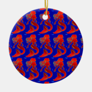2 sjöjungfruar designa ornament