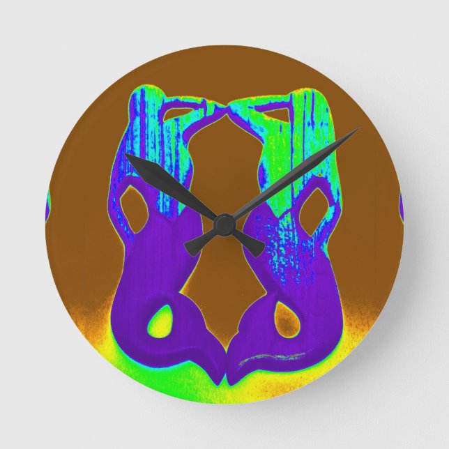 2 sjöjungfruar för lila-sökning rund klocka (Framsida)