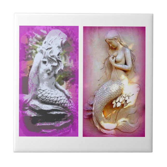 2 SJÖJUNGFRUAR SITTA KAKELPLATTA (Framsidan)