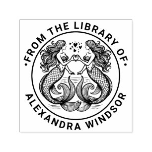 2 Sjöjungfruar Skapar hjärtsignalen Bibliotek Bok  Självfärgande Stämpel