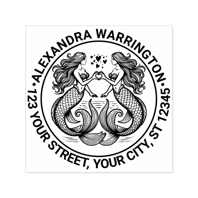 2 Sjöjungfruar Skapar hjärtsignalen Namn Returadre Självfärgande Stämpel (Design)
