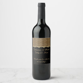 #2 Skriv ut Guld Diamonds Bling Bröllop Vinflaska Etikett
