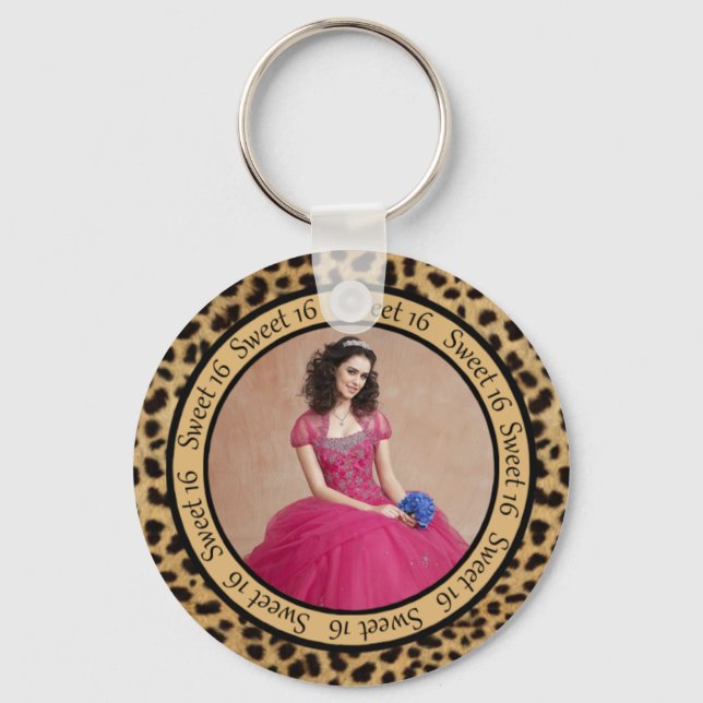 #2 Skriva ut fotosvett 16 nyckelkedja i leopard Nyckelring (Framsida)