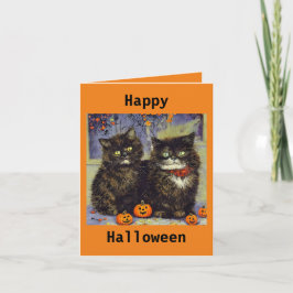 2 söta kattungar Halloween-kort Kort
