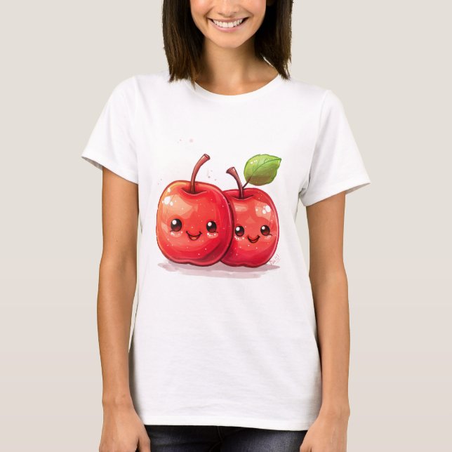 2 söta kawaii-äpplen t shirt (Framsida)
