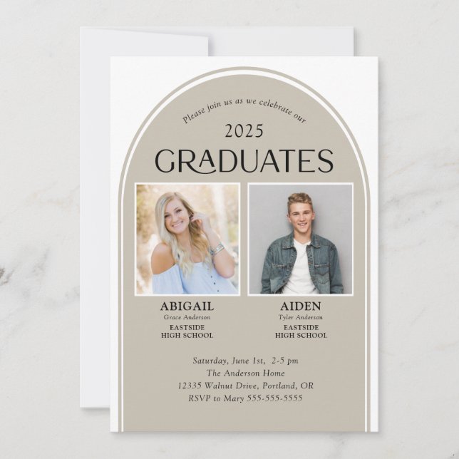 2 Student Arch Dubbla Studenten Inbjudningar (Framsida)
