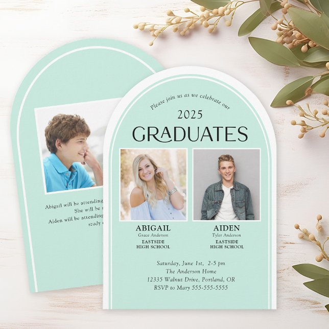 2 Student Dubbla Studenten Arch Inbjudningar (Skapare uppladdad)