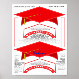 2 Studentmössor Röda Pappra hattstumpar Student bl Poster