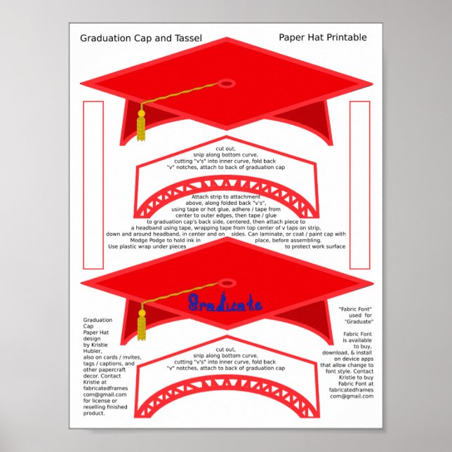 2 Studentmössor Röda Pappra hattstumpar Student bl Poster (Framsidan)