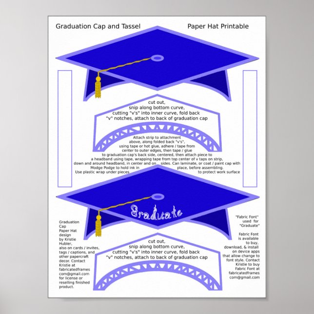 2 Studentmössors blå Papper Hats Student-utskrift Poster (Framsidan)