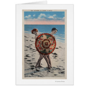 2 Sunbad Women & Asian Umbrella, Florida Hälsningskort