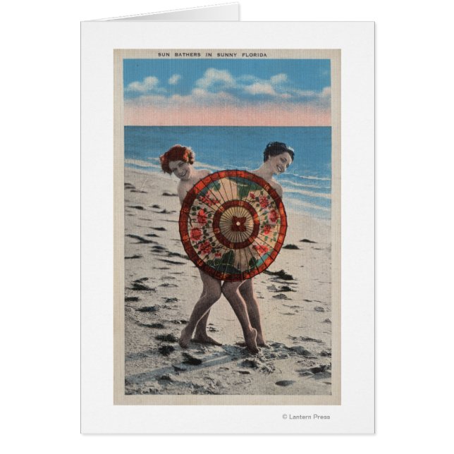 2 Sunbad Women & Asian Umbrella, Florida Hälsningskort (Framsidan)