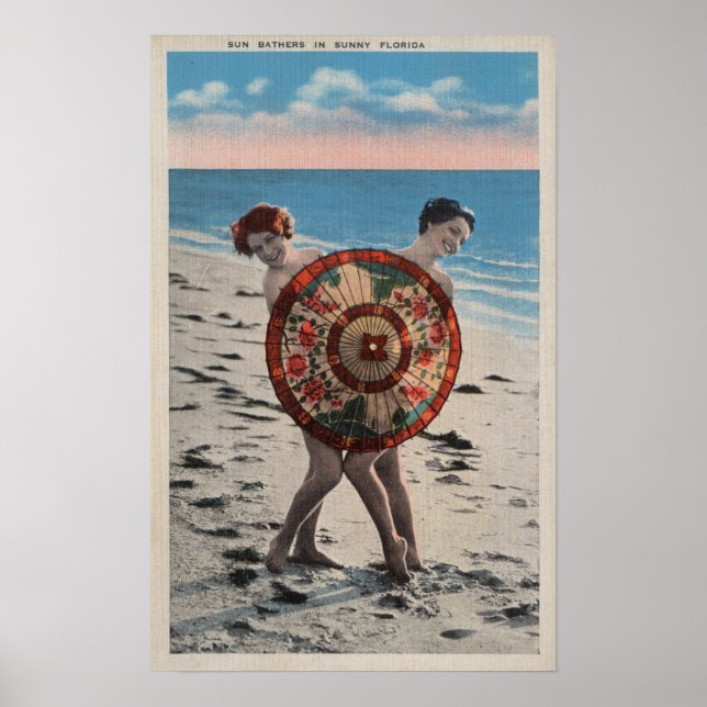 2 Sunbad Women & Asian Umbrella, Florida Poster (Framsidan)