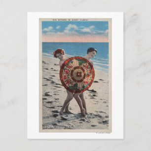 2 Sunbad Women & Asian Umbrella, Florida Vykort