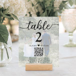 2 Svart fotoskript i Bordsnumret Photo Bröllop QR-<br><div class="desc">Lägg till en personlig som avslutar beröring till dekorationer för bröllopsmottagning med bordsnummer för anpassningsbar och QR-kod. Bilder och formuleringar är enkla att anpassa och kan vara olika eller desamma på framsidan och baksidan. Byt "fånga kärlek" till "smekmånadsfond", "speciellt tack", "meny", "vår kärlek-artikel" eller annan text som du väljer. (IMAGE...</div>