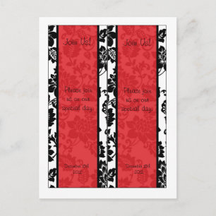 2 Svart/Röd Blommigt Damask Wedding Bokmärken Vykort