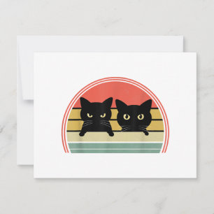 2 Svarta katter Peeking Vintage Retro Cat Animal K