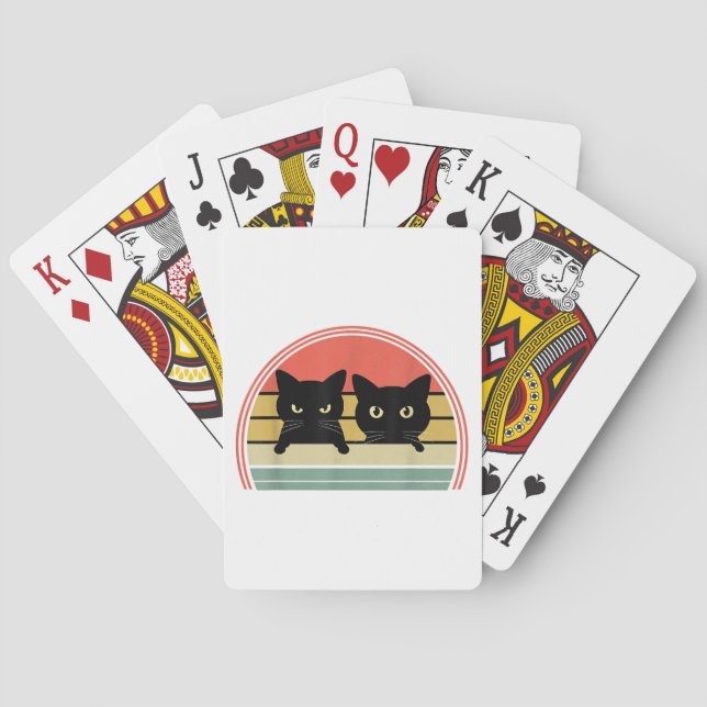 2 Svarta katter Peeking Vintage Retro Cat Animal K Casinokort (Baksidan)