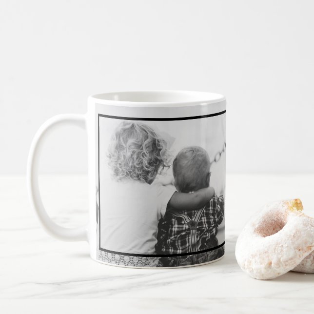 2 svartvita foton kaffemugg (Med munk)