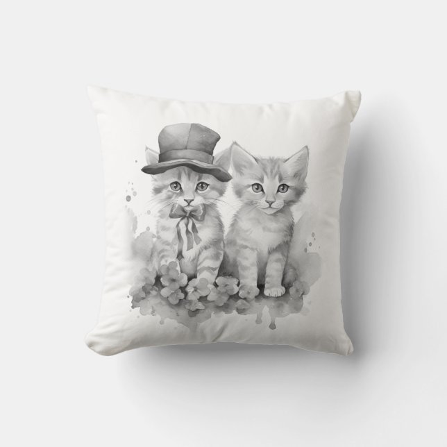 2 Svartvita kattungar Kudde (Framsida)