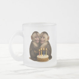2 sweet Capuchin monkeys lovingly embrace each oth Frostad Glasmugg
