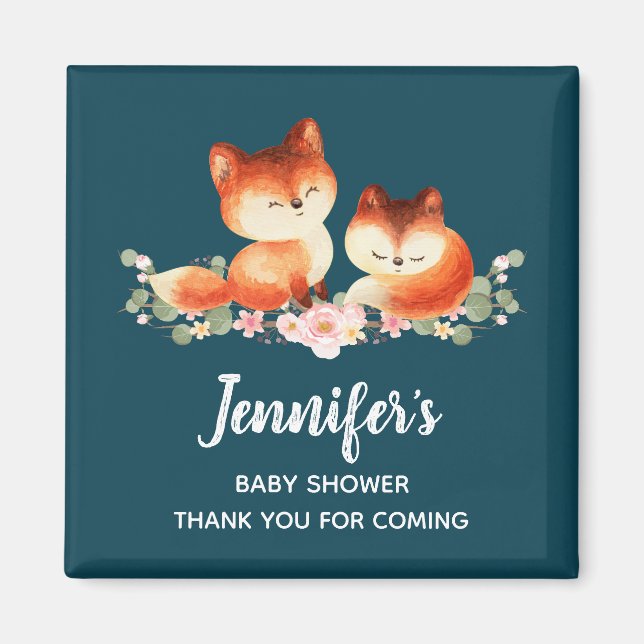 2 Synlig liten röd räv Vattenfärgskonstruktion - f Magnet (Framsidan)