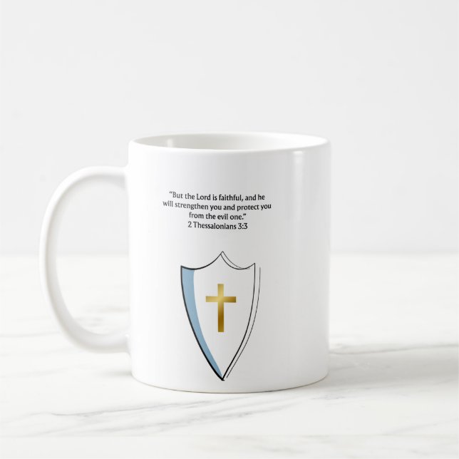 2 Thessalonians 3:3 Christian Verse Mug Faith Gift Kaffemugg (Vänster)