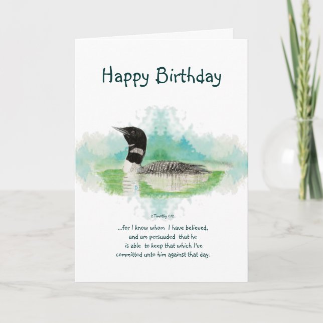 2 Timothy 1:12 Christian Scripture Birthday Blank Kort (Framsida)