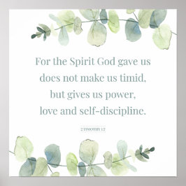 2 Timothy 1:7, dubbelsidig utskrift, hemdekor, Hel Poster