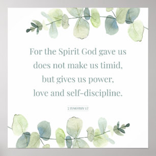 2 Timothy 1:7, dubbelsidig utskrift, hemdekor, Hel Poster